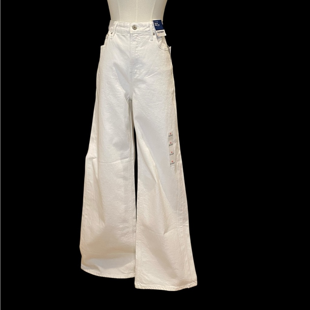 Women’s Old Navy Sky-Hi Wide Leg White Jeans Size 12 NWT